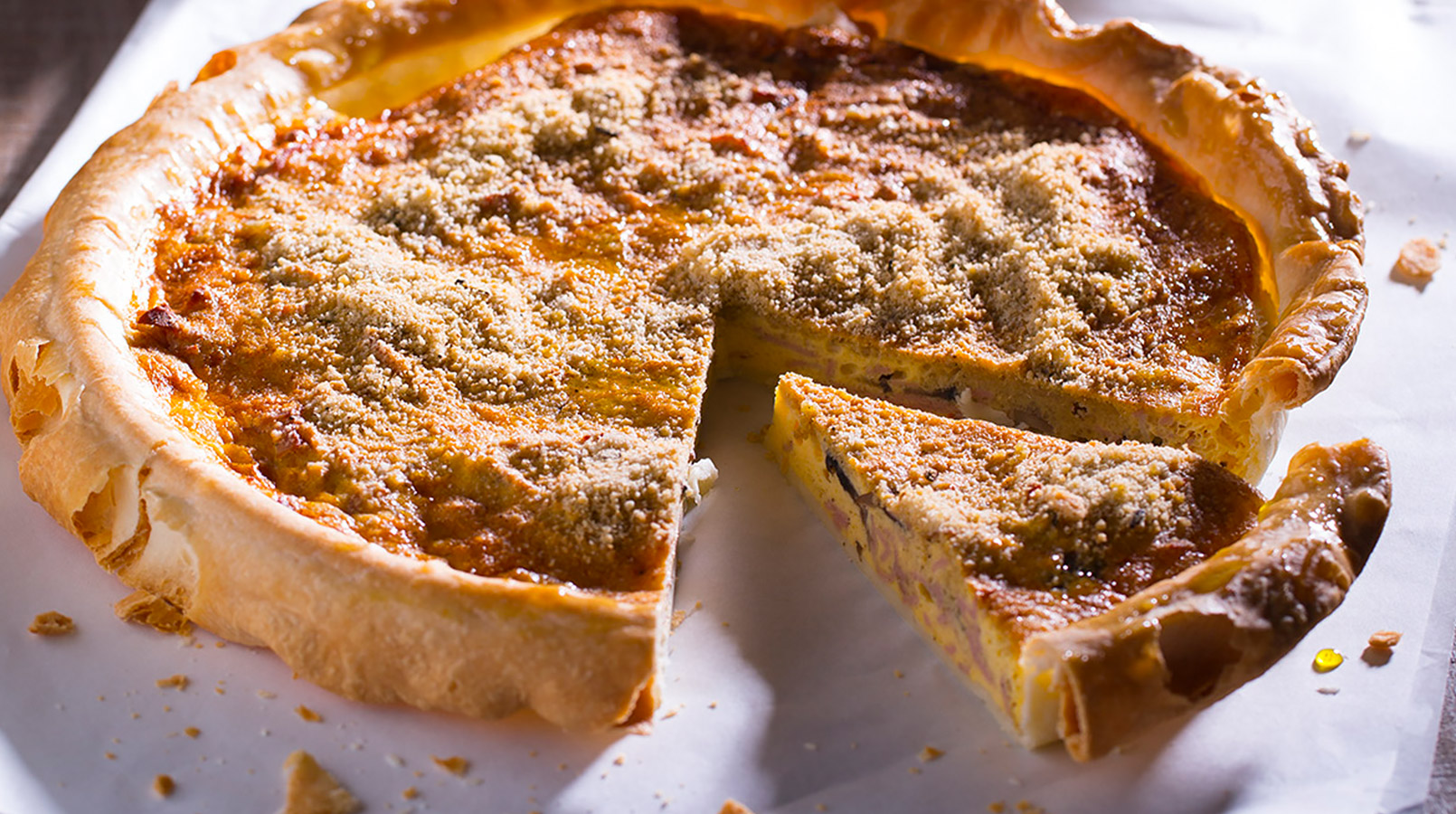 Mortadella, mushroom and parsnip quiche Gallo